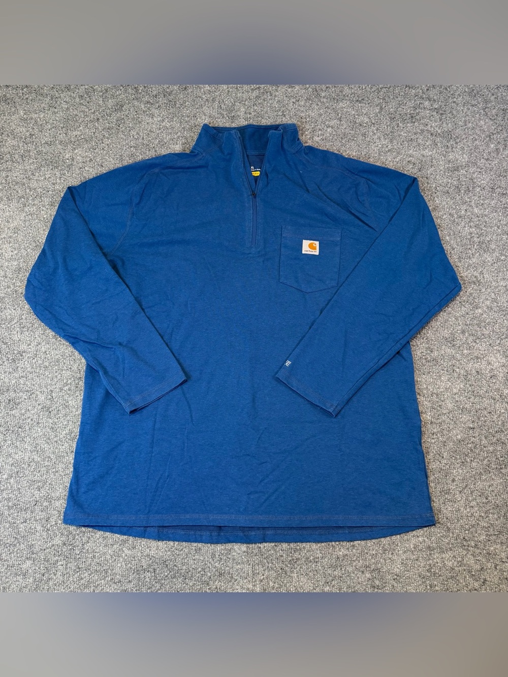 Carhartt Force Relaxed Fit Quarter Zip Long Sleeve Shirt Blue Mens XL Workwear
